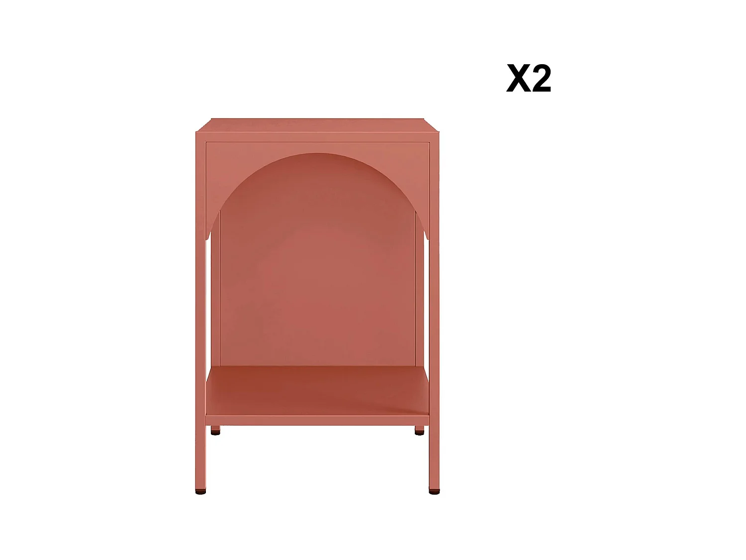 Mesita de noche industrial de metal, set de 2 terracotta