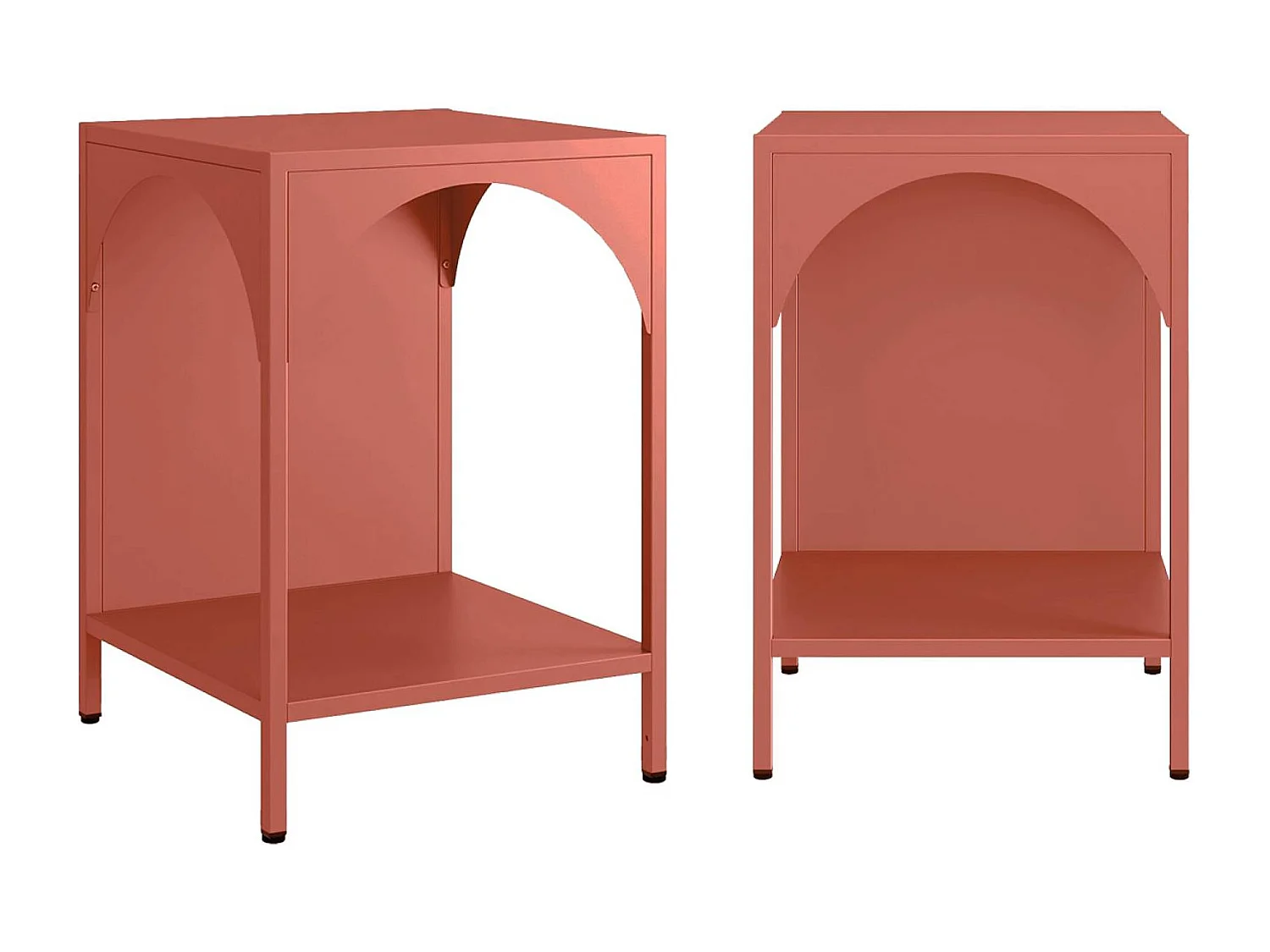 Set 2 comodini, tavolini industriali, terracotta