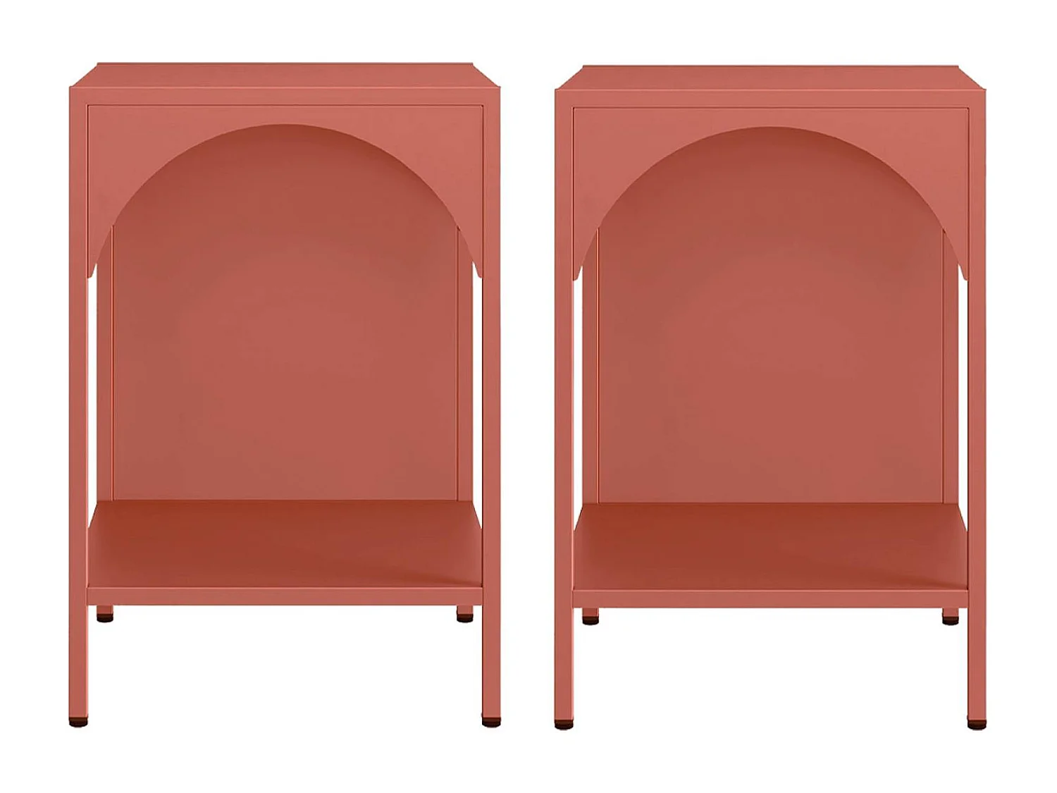 Set 2 comodini, tavolini industriali, terracotta