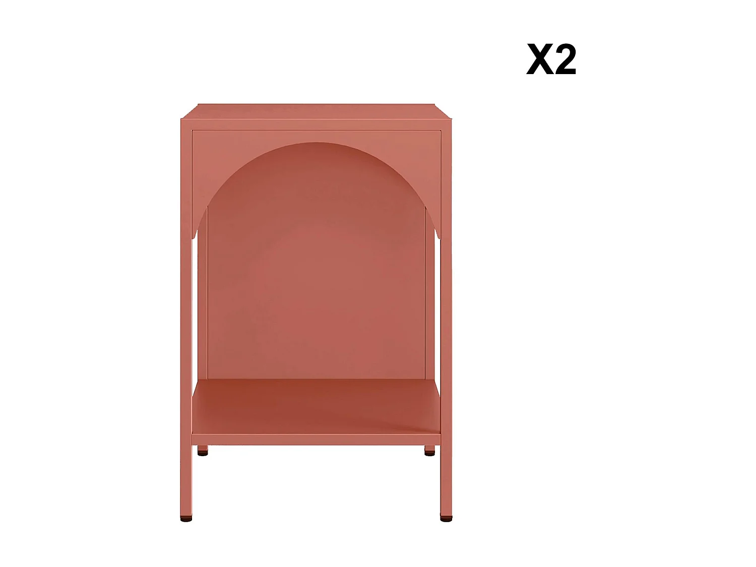 Set 2 comodini, tavolini industriali, terracotta