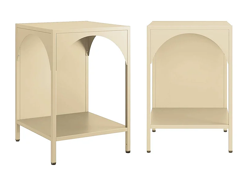 Lot de 2 tables de chevet. tables d'appoint en acier style industriel. beige. L 35 x l 35 x H 52cm