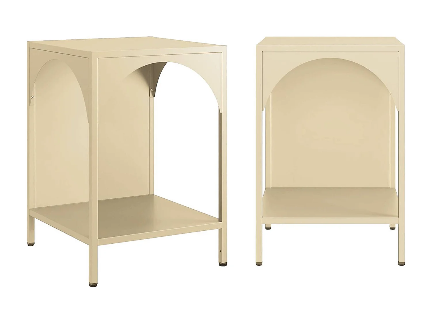 Mesita de noche industrial de metal, set de 2 beige