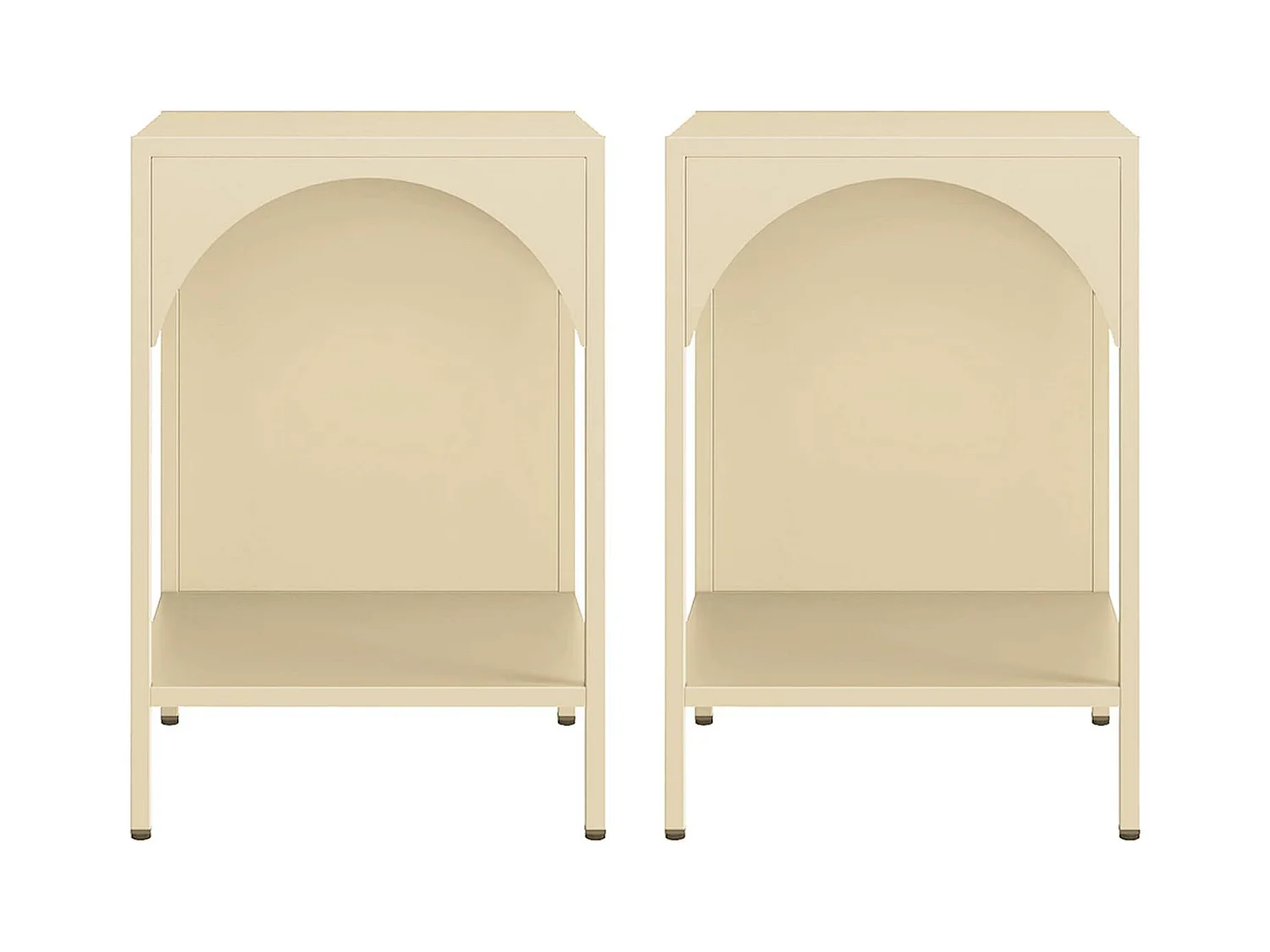 Mesita de noche industrial de metal, set de 2 beige