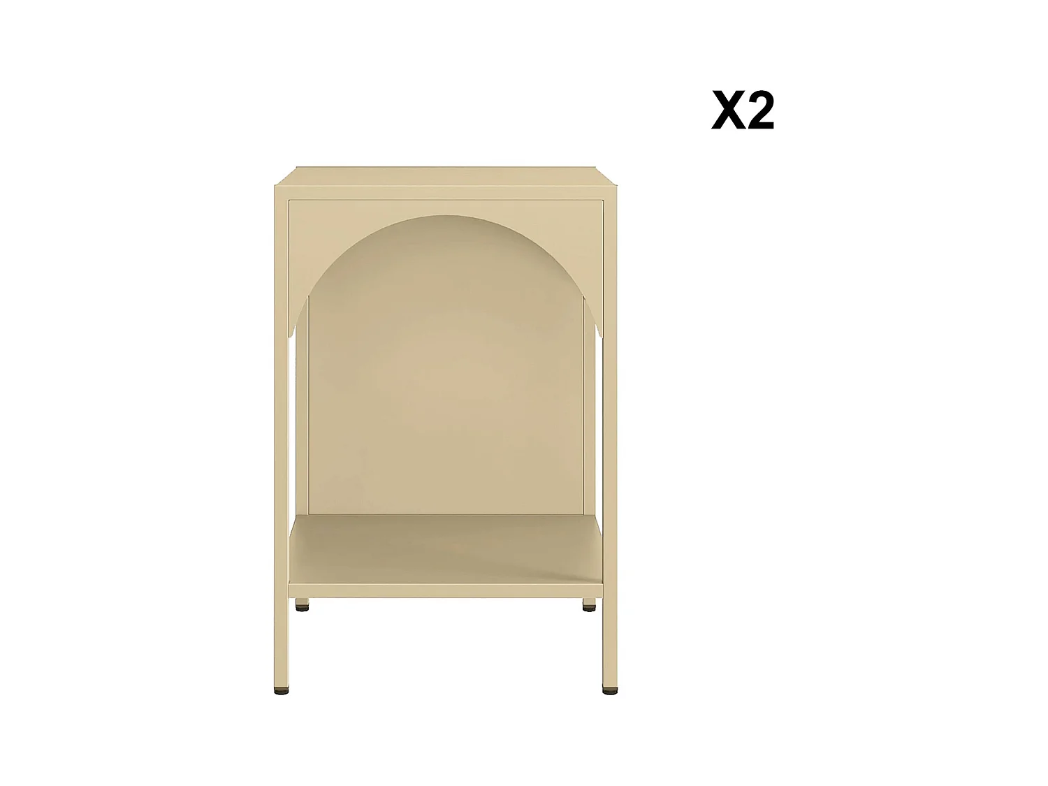 Mesita de noche industrial de metal, set de 2 beige