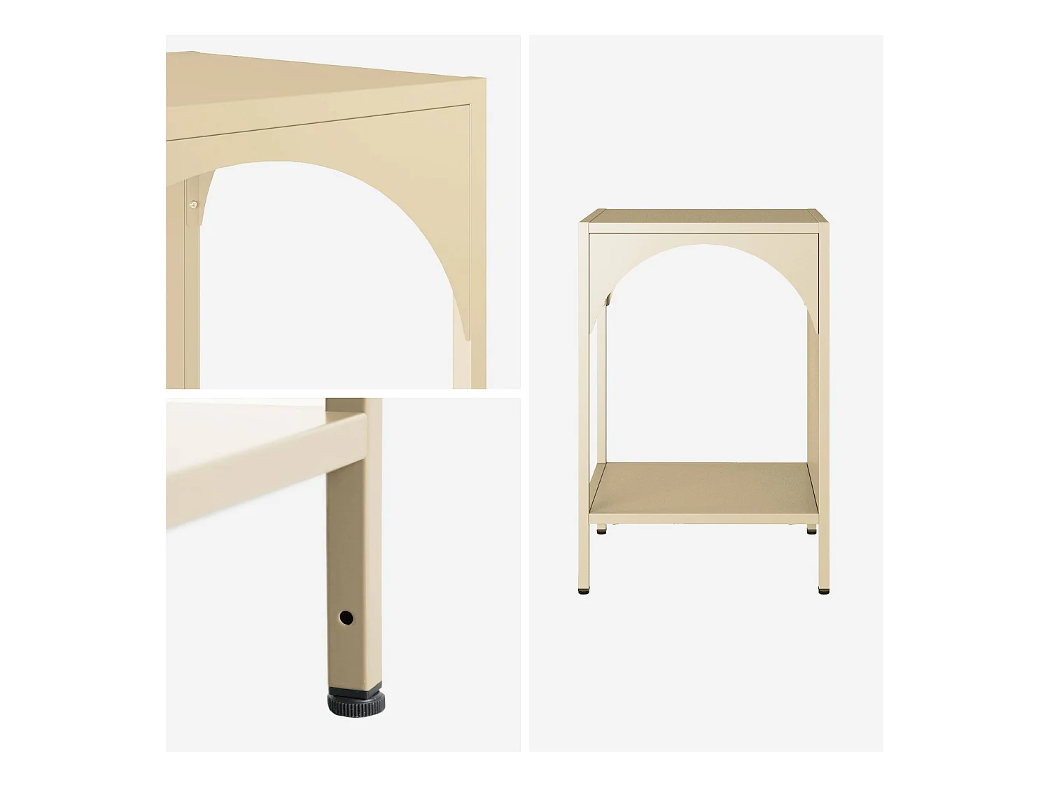 Mesita de noche industrial de metal, set de 2 beige