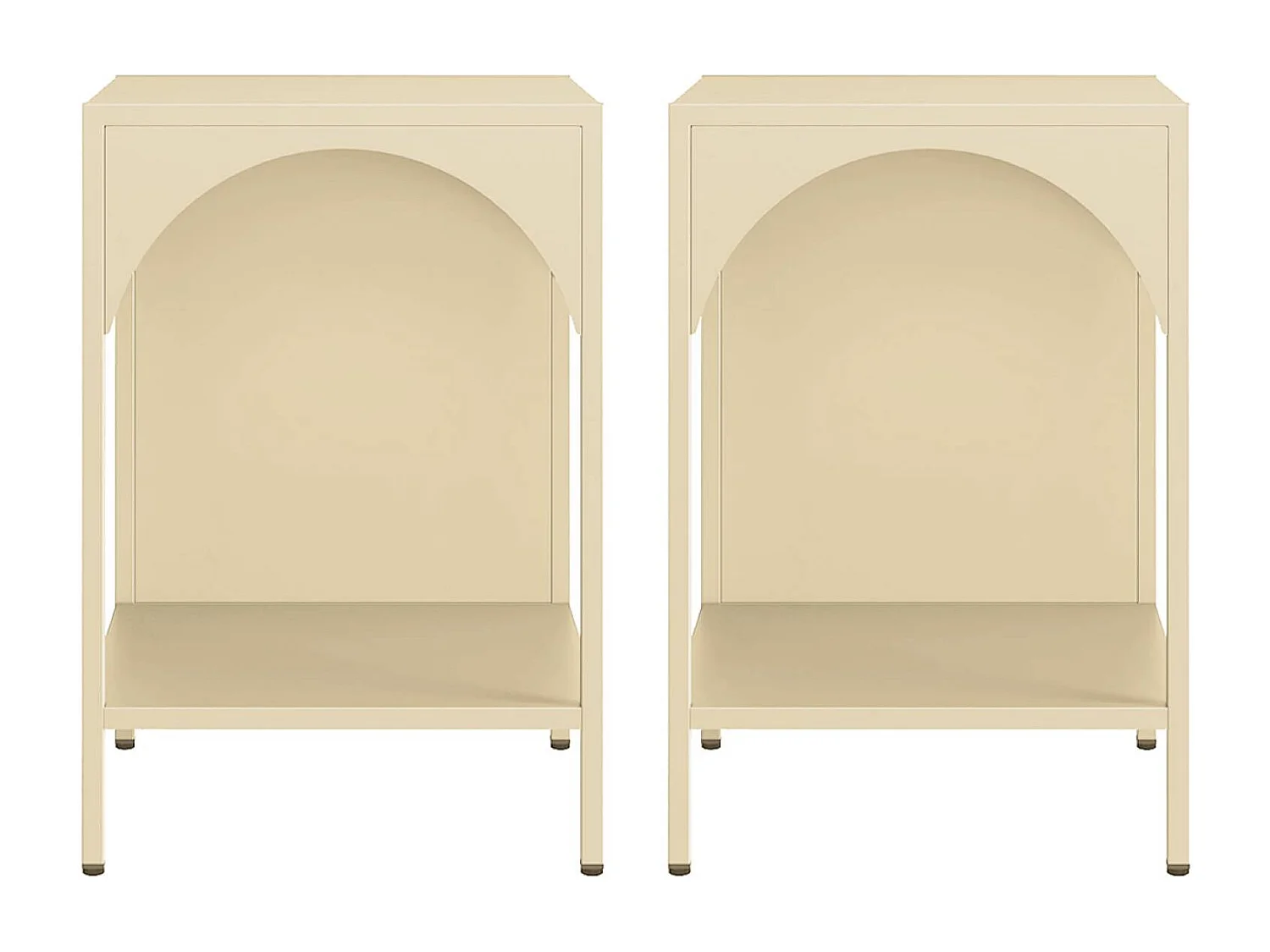 Set 2 comodini, tavolini industriali, beige