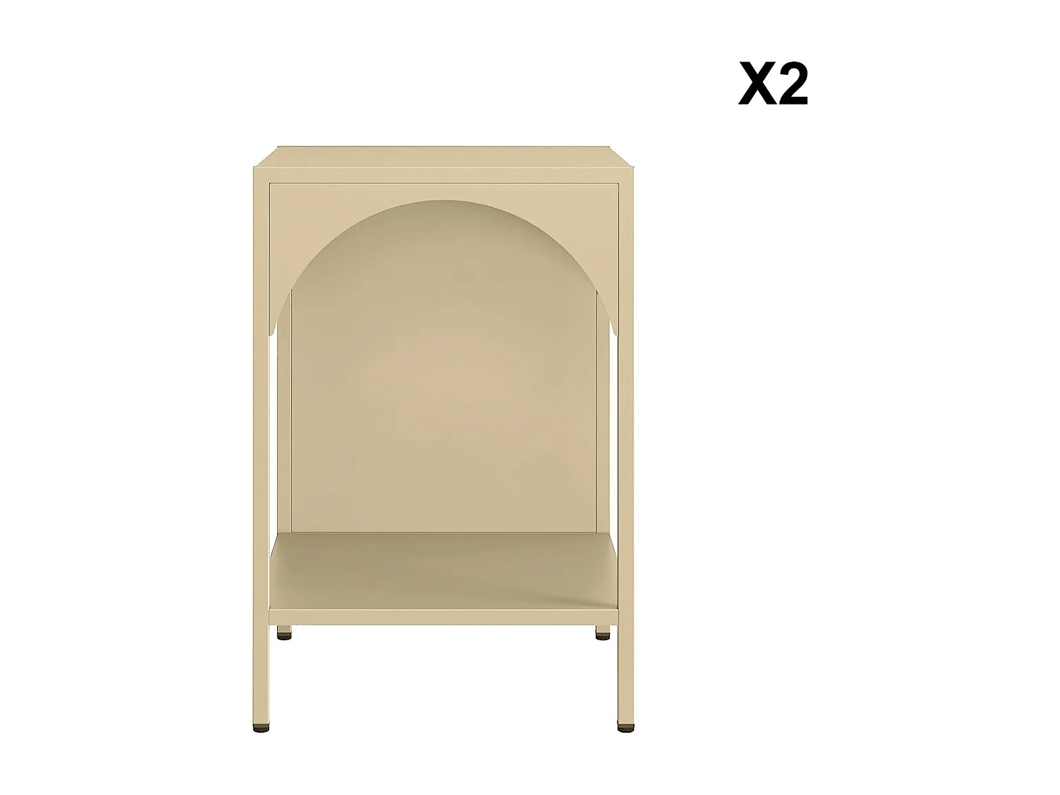 Set 2 comodini, tavolini industriali, beige