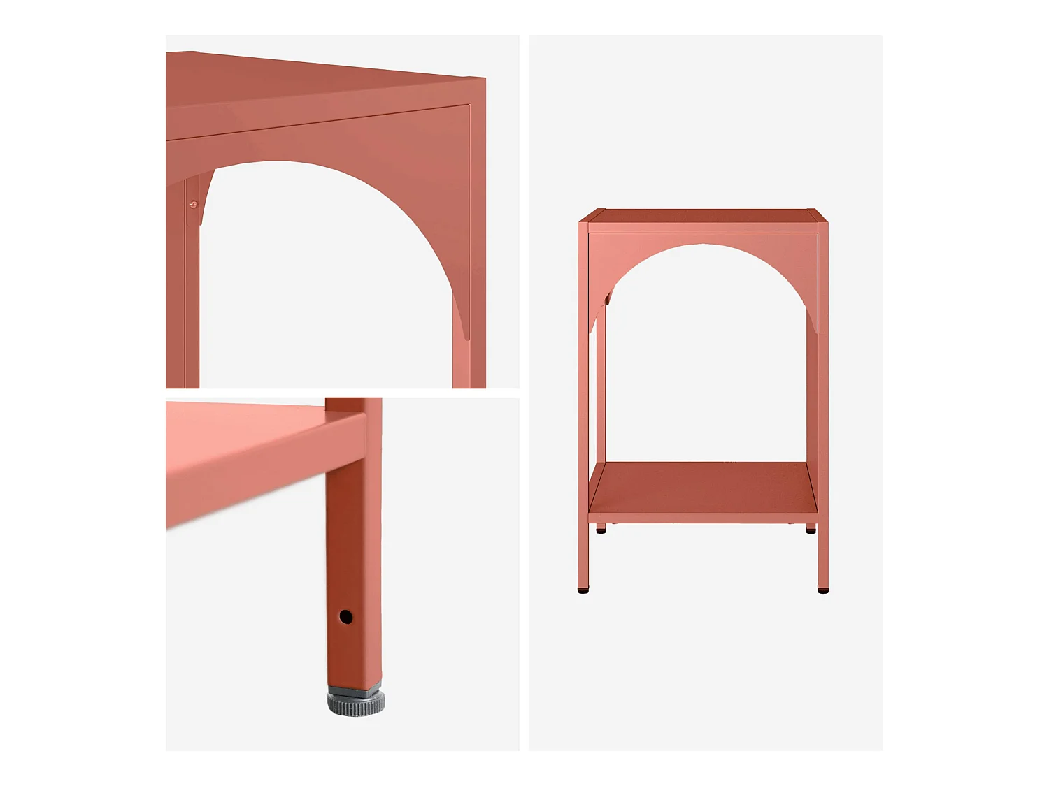 Table de chevet. table d'appoint en acier terracotta