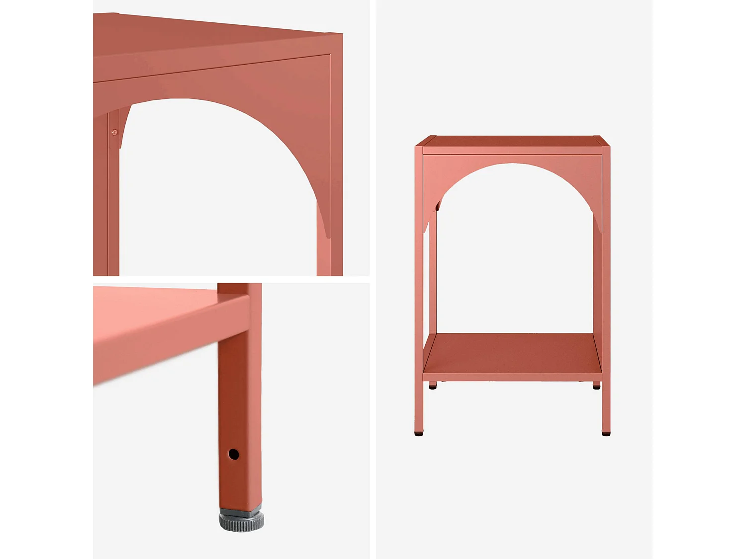 Comodino, tavolino industriale, terracotta