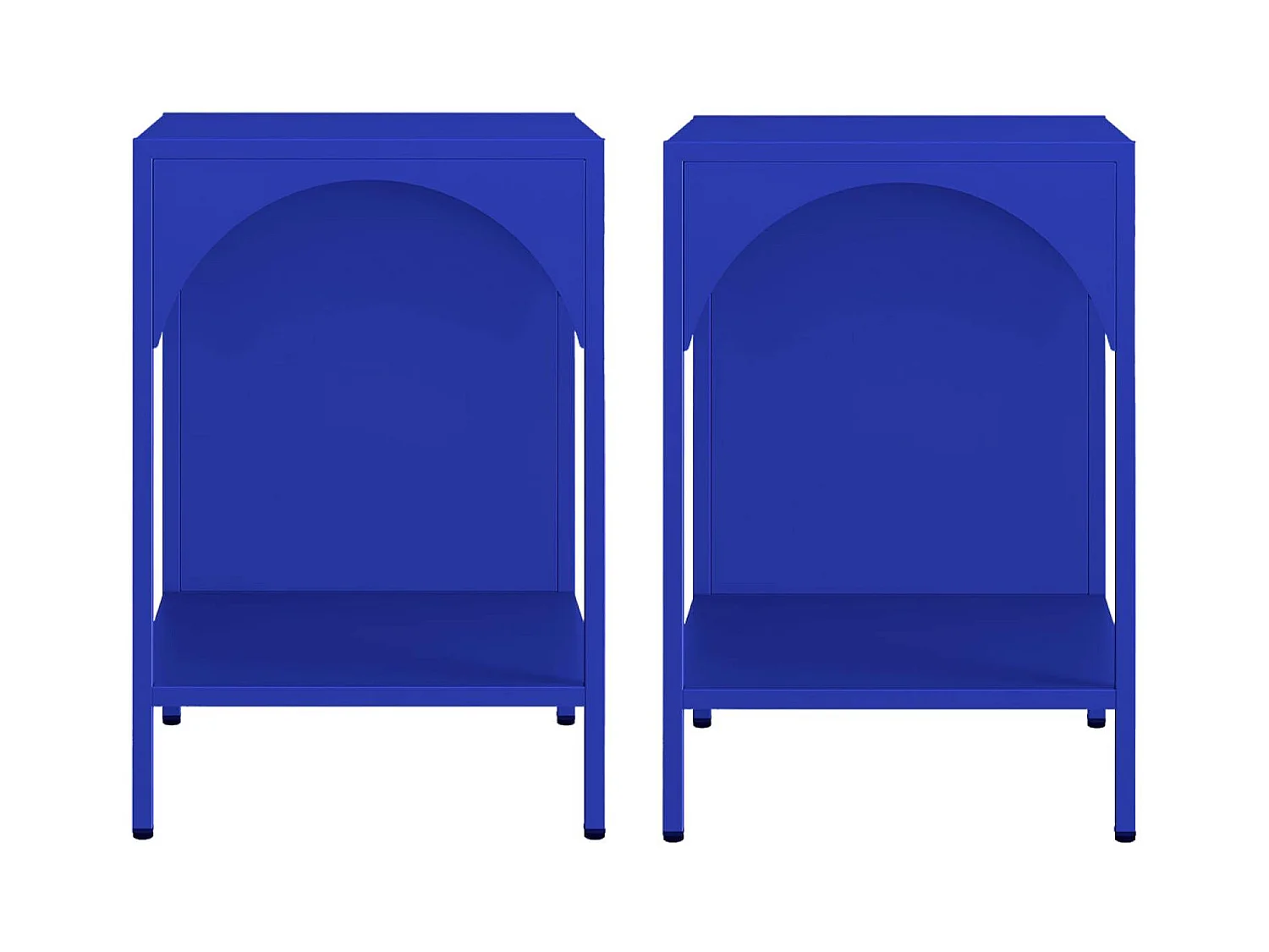 Mesita de noche industrial de metal, set de 2 azul