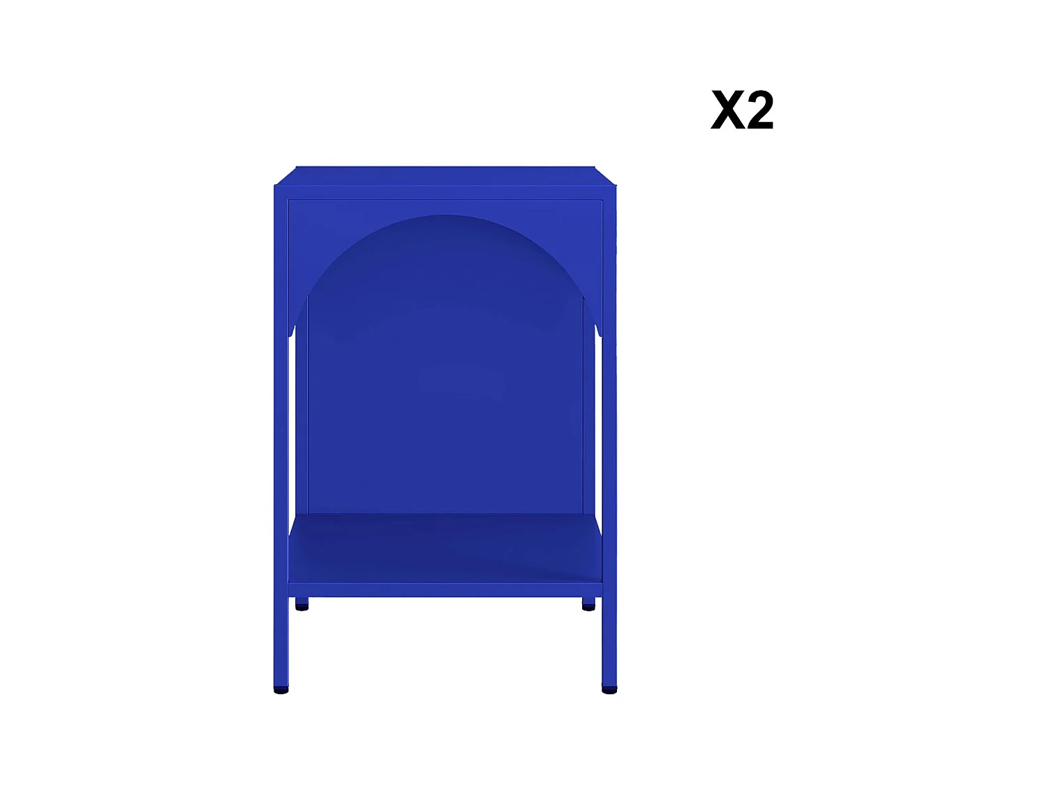 Mesita de noche industrial de metal, set de 2 azul