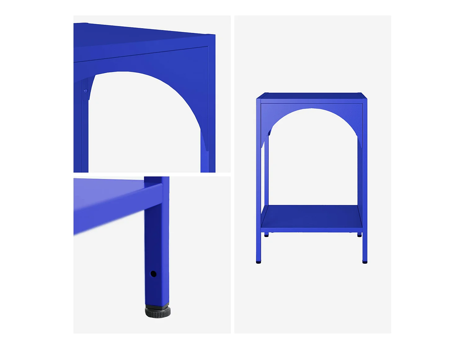 Mesita de noche industrial de metal, set de 2 azul