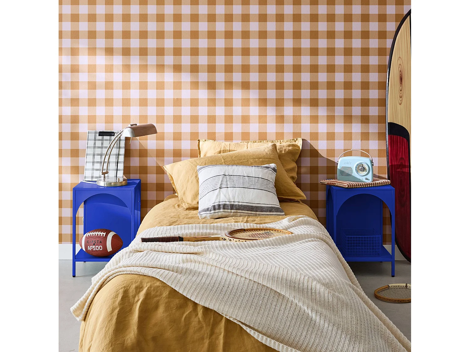 Set 2 comodini, tavolini industriali, blu