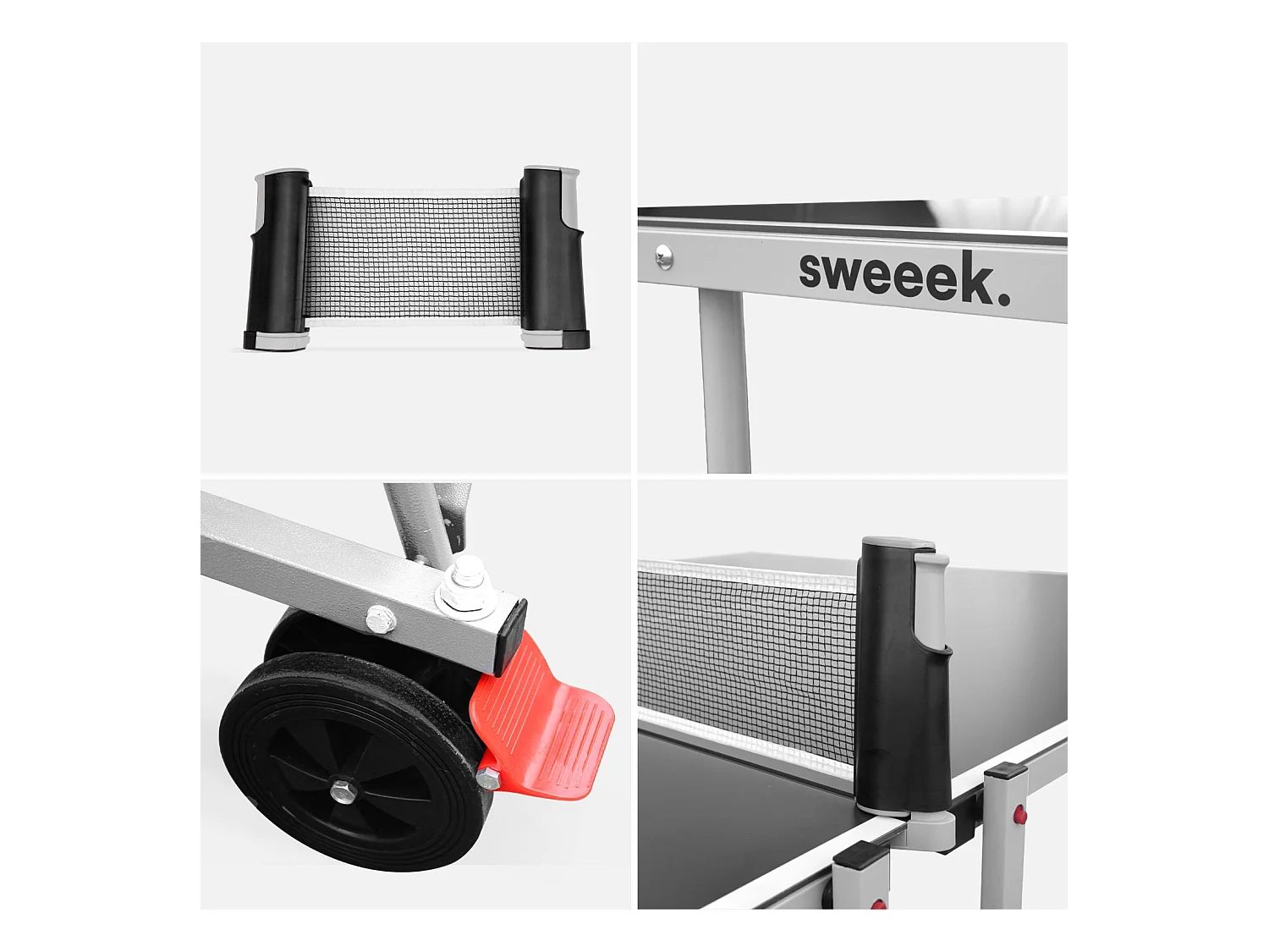 Table de ping pong OUTDOOR grise - table pliable avec 2 raquettes et 3 balles. pour utilisation extérieure. sport tennis de table