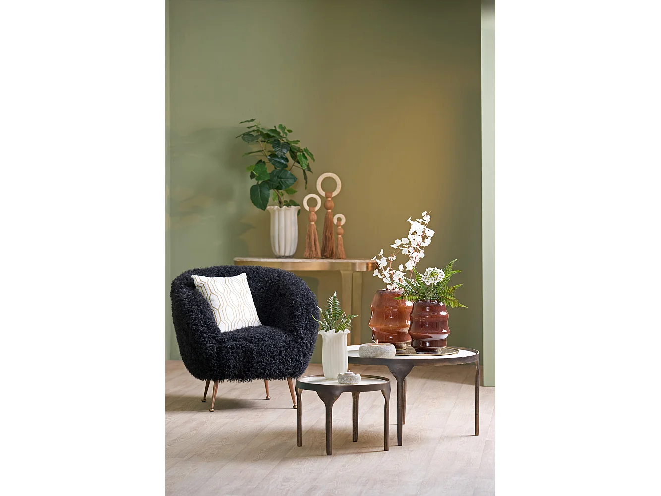 Table basse ELI - Ø85x42 cm - Blanc - Lot de 2