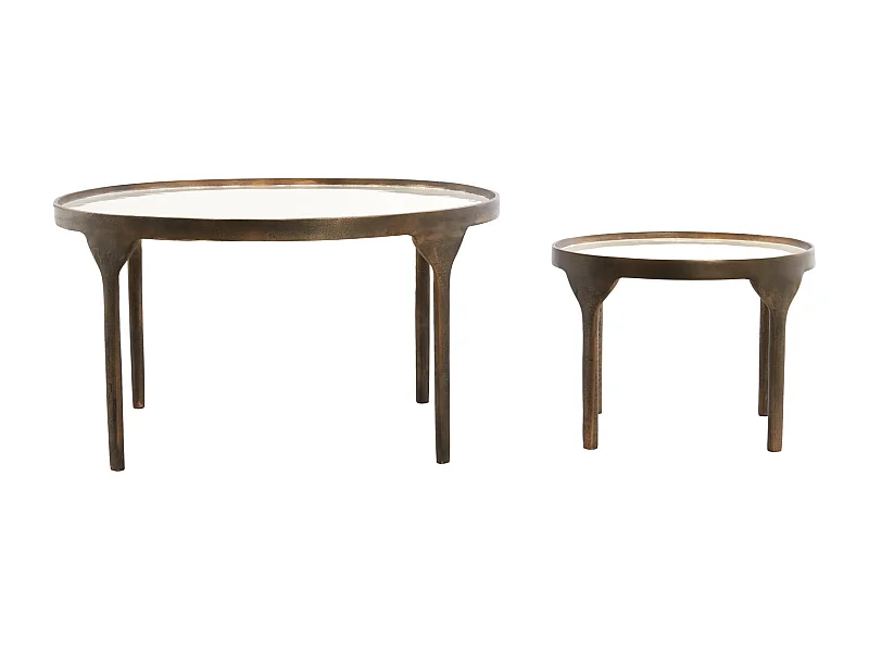 Table basse ELI - Ø85x42 cm - Blanc - Lot de 2