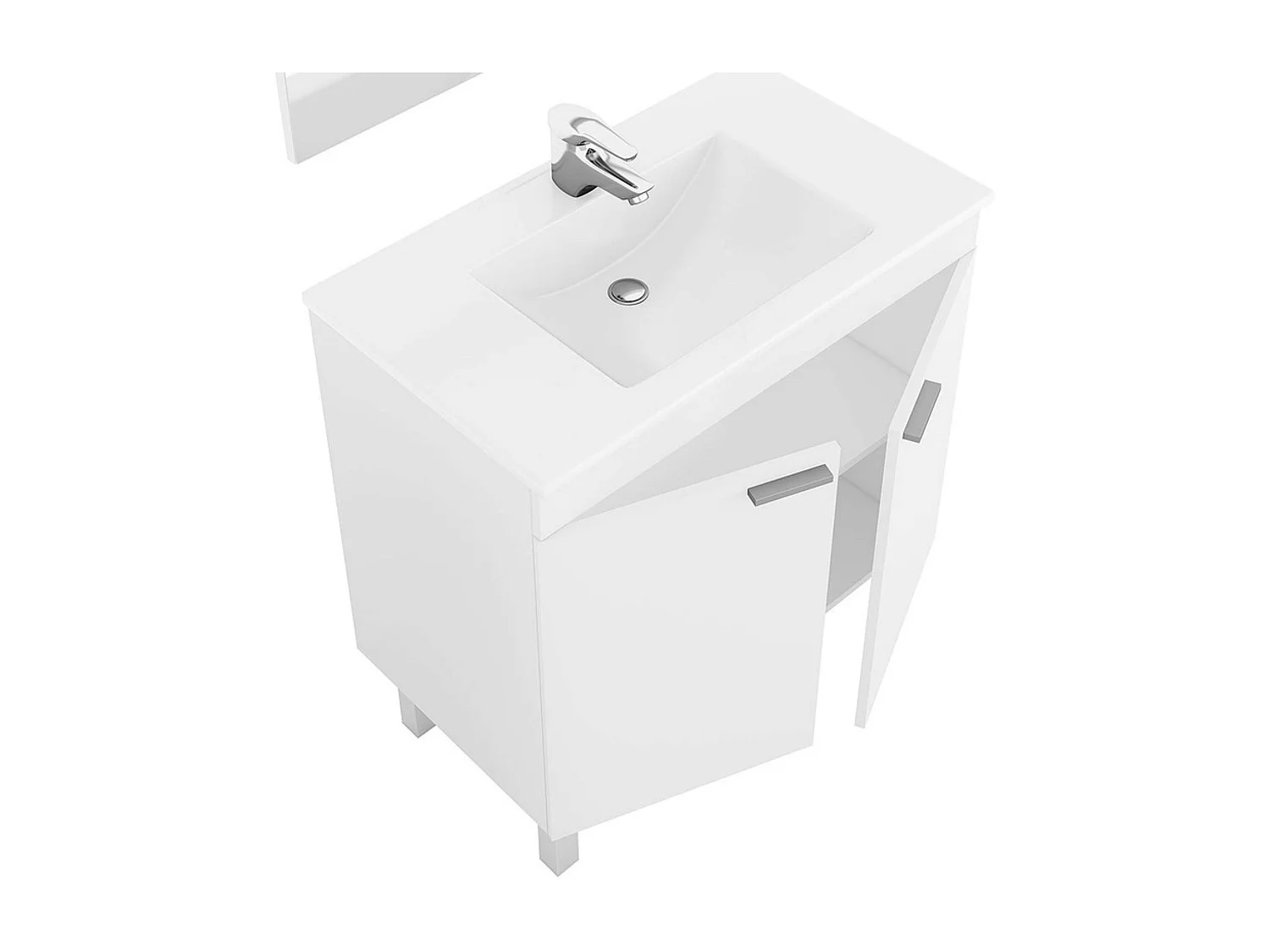 Mueble de Baño Manila Blanco 2 Puertas Espejo 80x80x45 cm (Lavabo Cerámico)