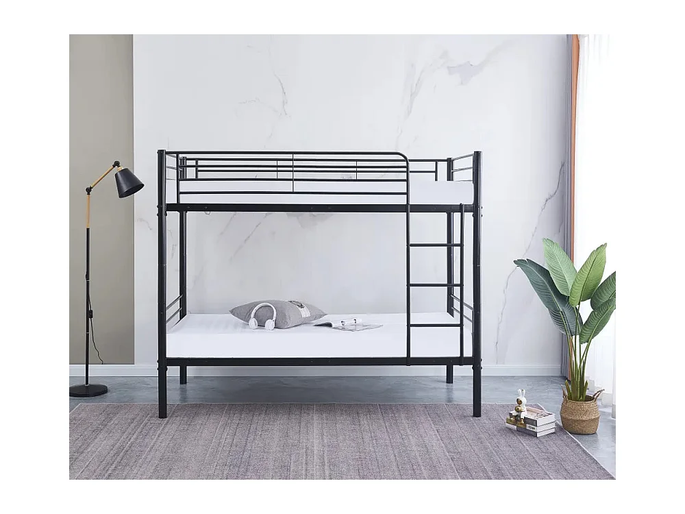 Pack : Lit superposé + Matelas compris Séparable métal LUNA 1+1 90x190 cm sommier inclus noir