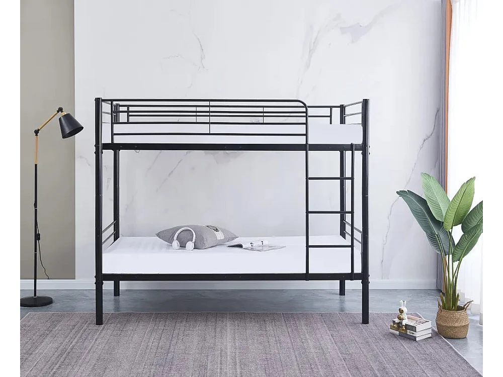 Pack : Lit superposé + Matelas compris Séparable métal LUNA 1+1 90x190 cm sommier inclus noir