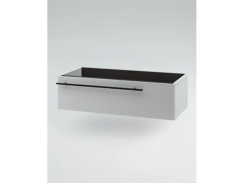 Mobile bagno Top L 140 x P 46 con lavabo in appoggio poro noce cassettiera bianco luce specchio rotondo