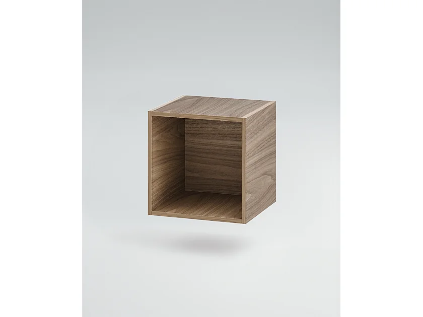 Mobile bagno Top L 140 x P 46 con lavabo in appoggio poro noce cassettiera bianco luce specchio rotondo