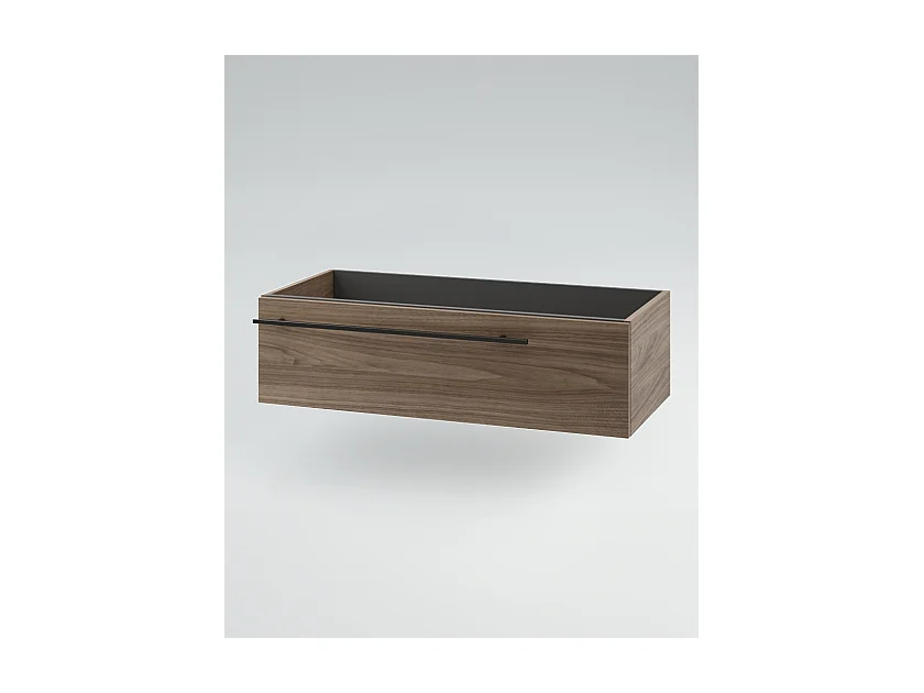 Mobile bagno Top L 140 x P 46 con lavabo in appoggio poro noce cassettiera specchio rotondo