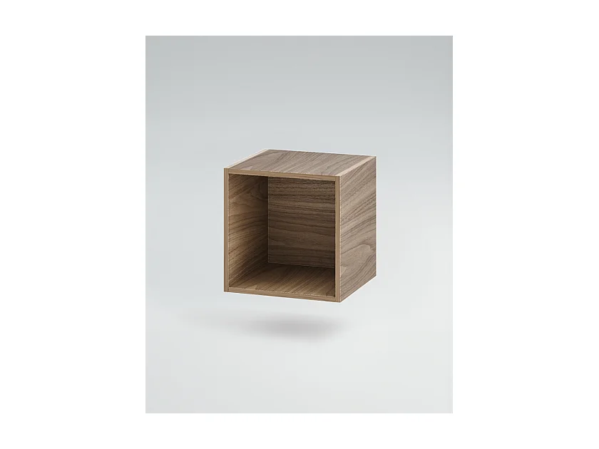 Mobile bagno Top L 140 x P 46 con lavabo in appoggio poro noce cassettiera specchio rotondo