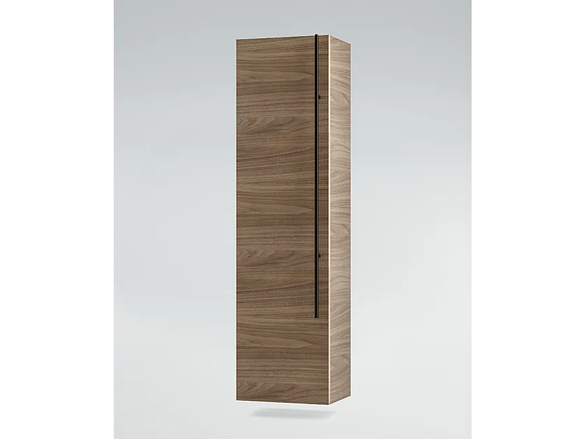 Mobile bagno Top L 140 x P 46 con lavabo in appoggio poro noce cassettiera specchio rotondo