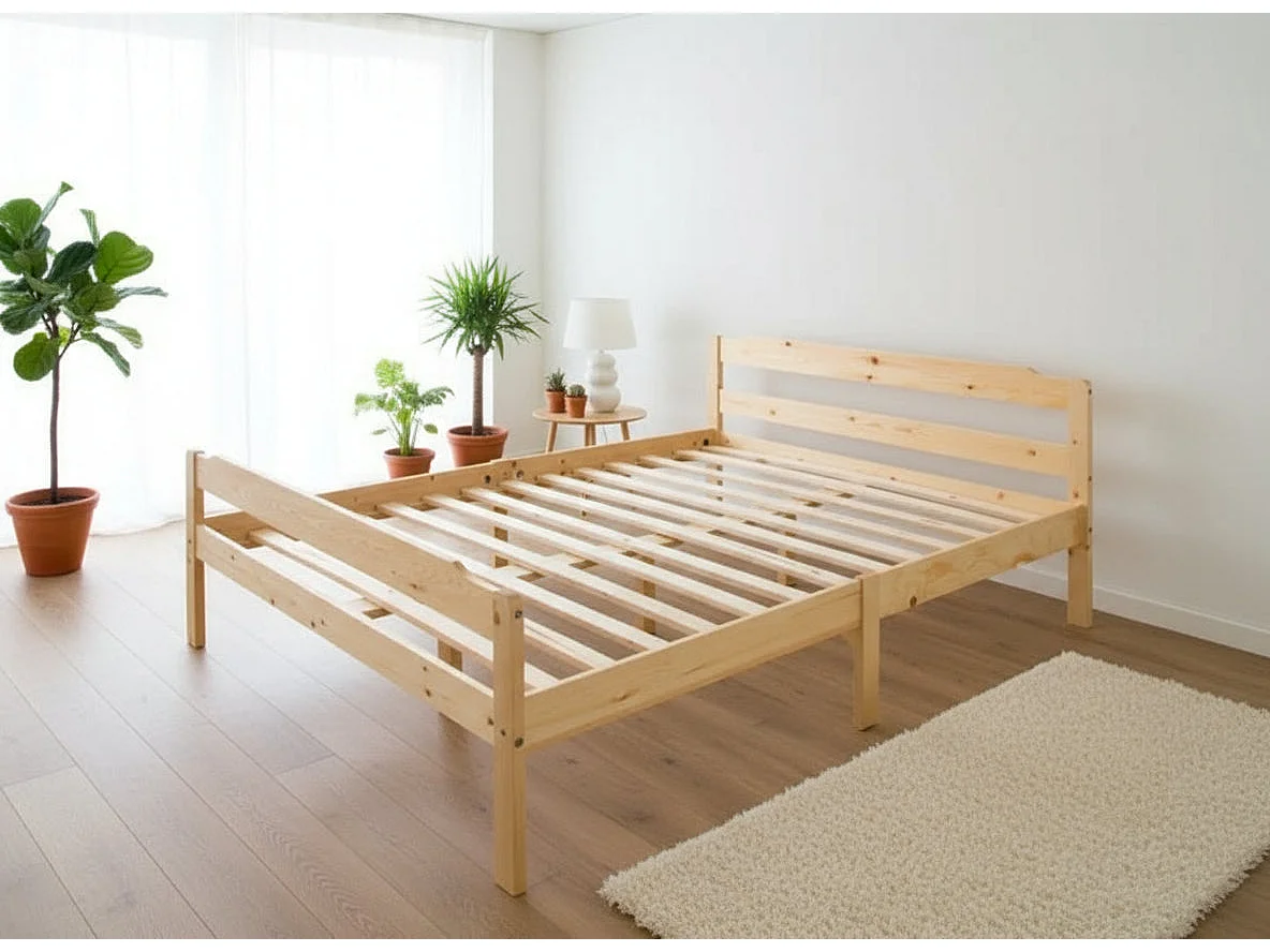 Lit DAVID en pin naturel 140 x 190 cm