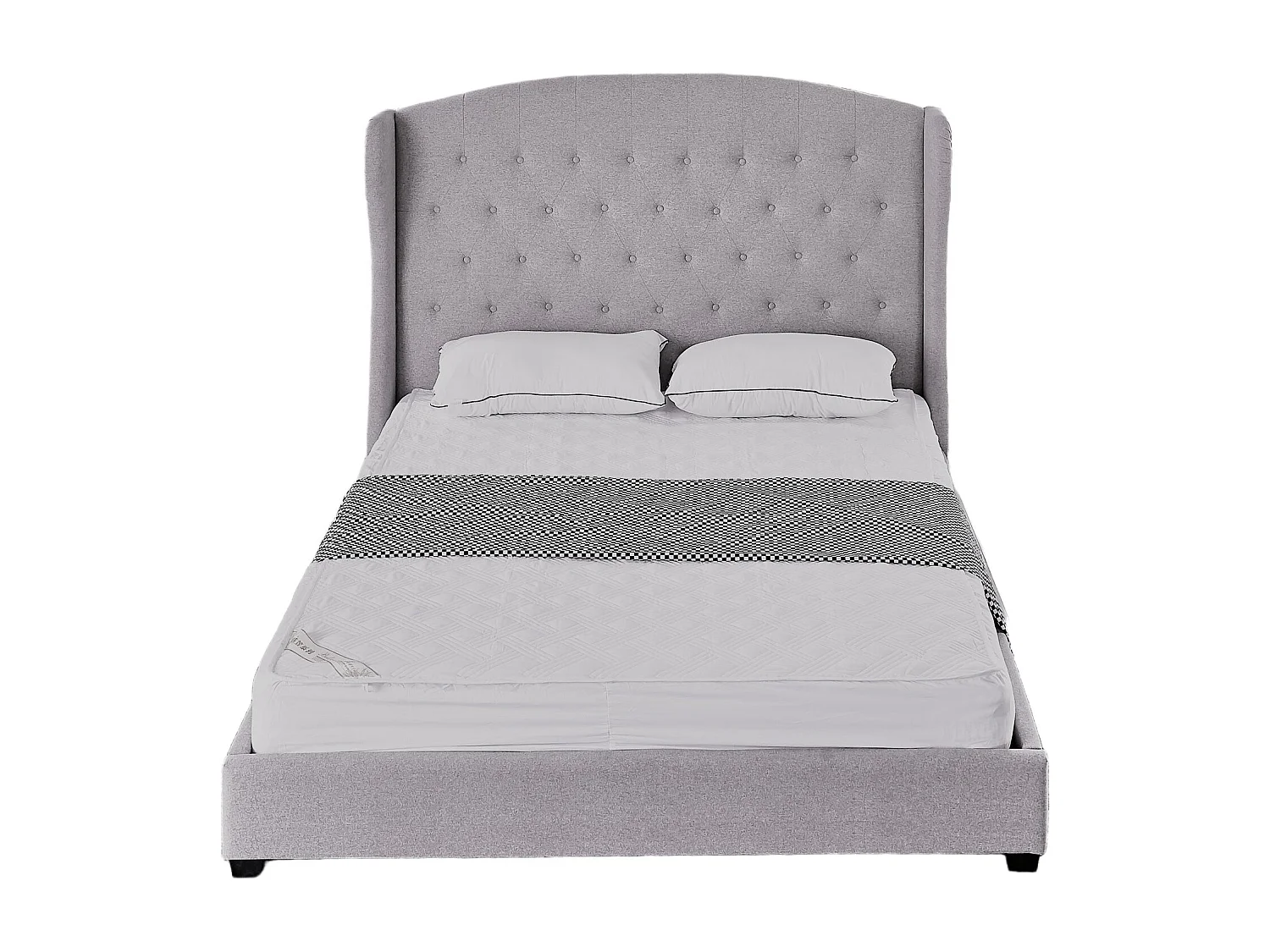 Lit BERGERAC – Tissu Gris – 140x190 cm