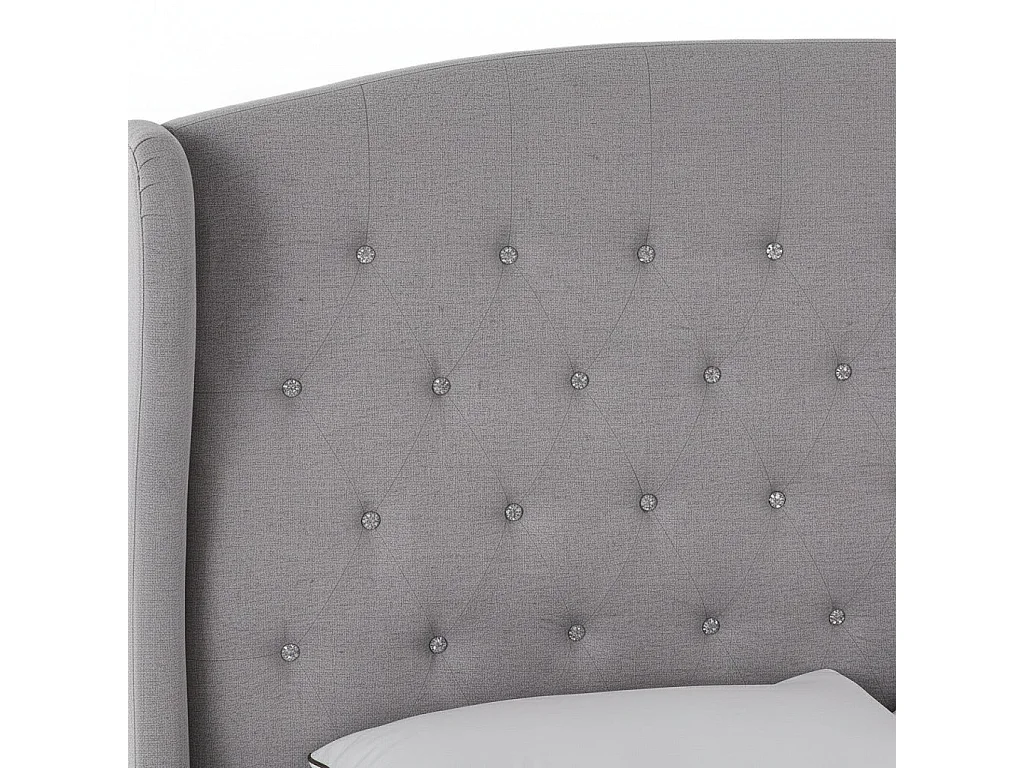 Lit BERGERAC – Tissu Gris – 140x190 cm