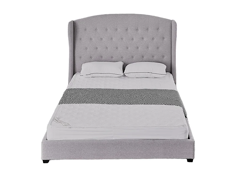 Lit BERGERAC – Tissu Gris – 140x190 cm