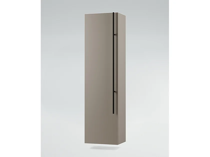 Mobile bagno Top L 140 x P 46 con lavabo in appoggio poro noce cassettiera tortora milano specchio rotondo