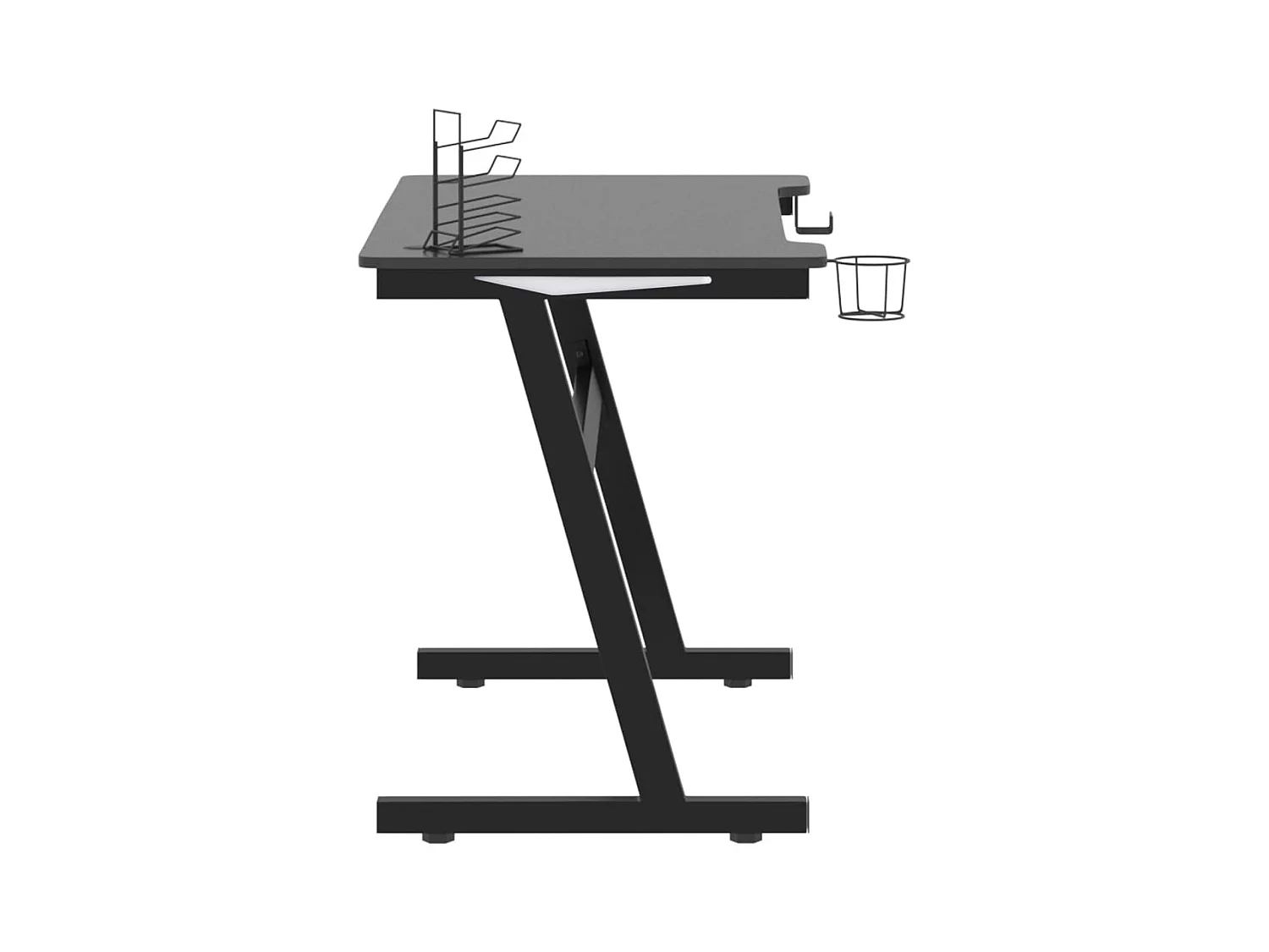 Luc-Jean-Marie  Bureau de jeu à LED en forme de Z noir 110x60x75 cm