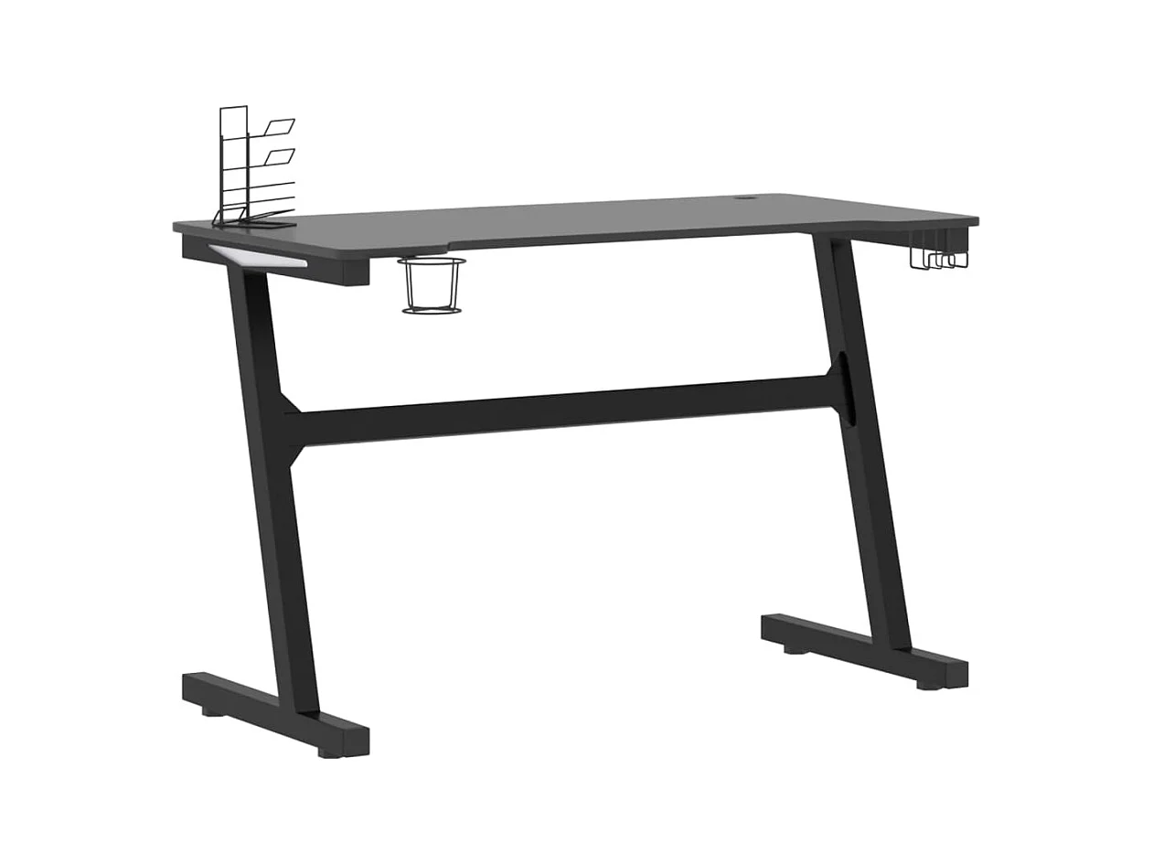 Luc-Jean-Marie  Bureau de jeu à LED en forme de Z noir 110x60x75 cm