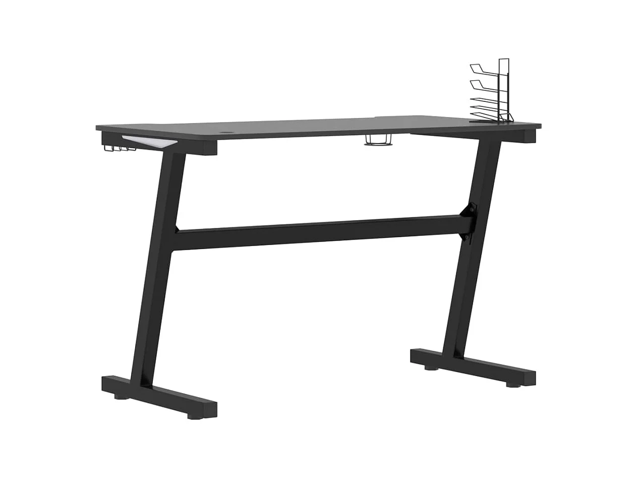 Luc-Jean-Marie  Bureau de jeu à LED en forme de Z noir 110x60x75 cm