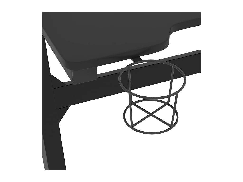Luc-Jean-Marie  Bureau de jeu à LED en forme de Z noir 110x60x75 cm