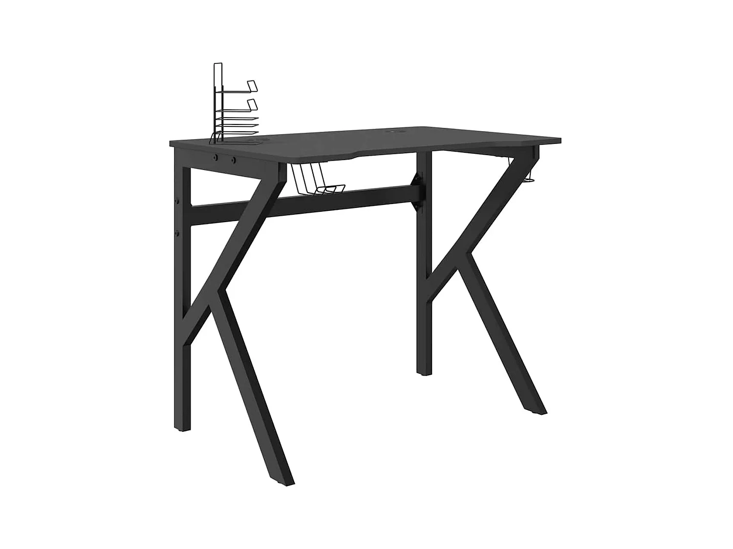 Faril  Bureau de jeu avec pieds en forme de K Noir 90x60x75 cm