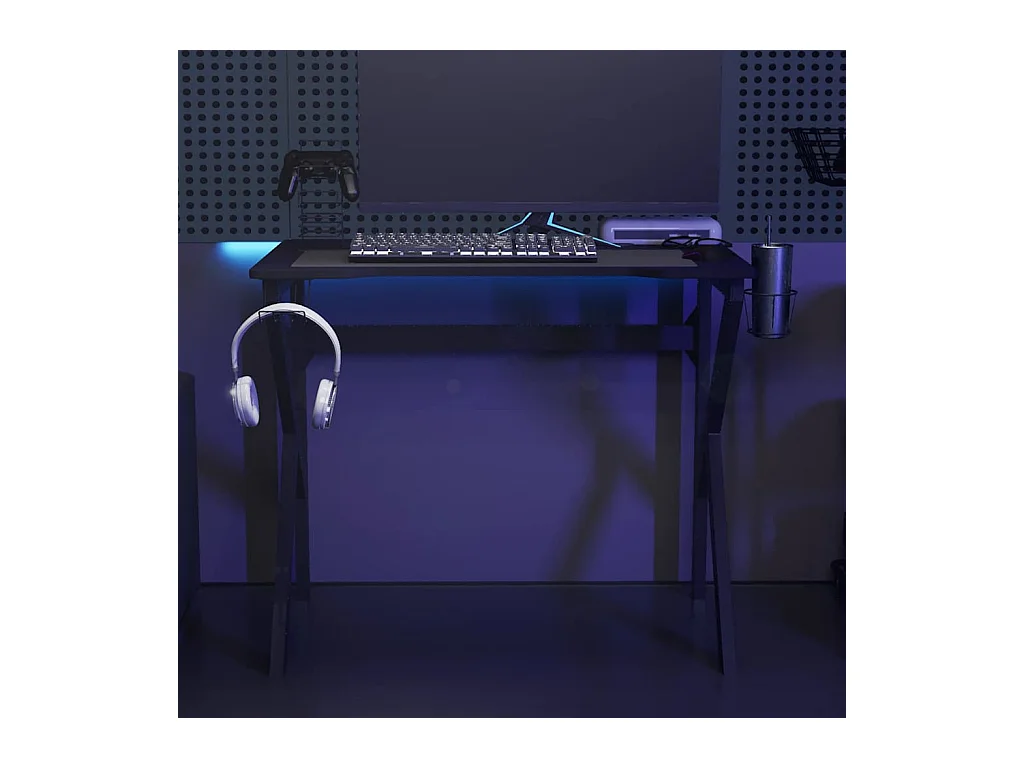 Faril  Bureau de jeu avec pieds en forme de K Noir 90x60x75 cm