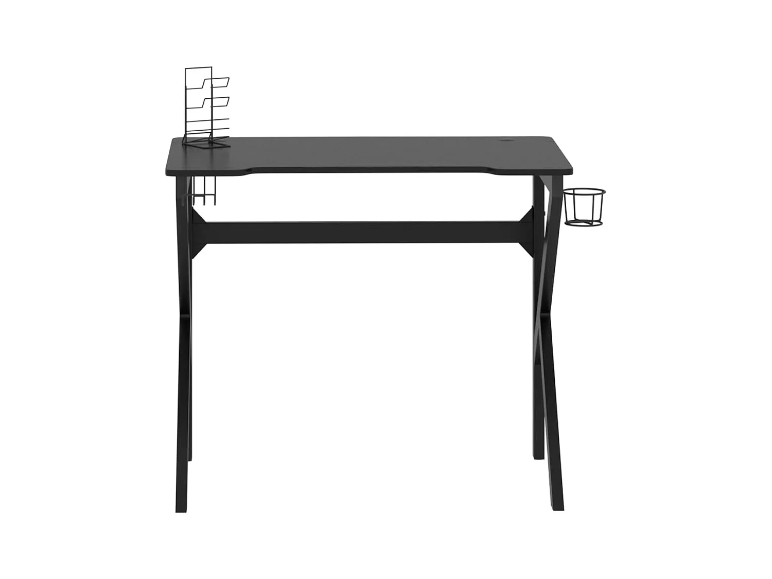 Faril  Bureau de jeu avec pieds en forme de K Noir 90x60x75 cm