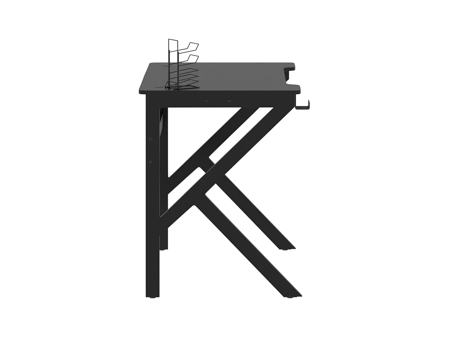 Faril  Bureau de jeu avec pieds en forme de K Noir 90x60x75 cm
