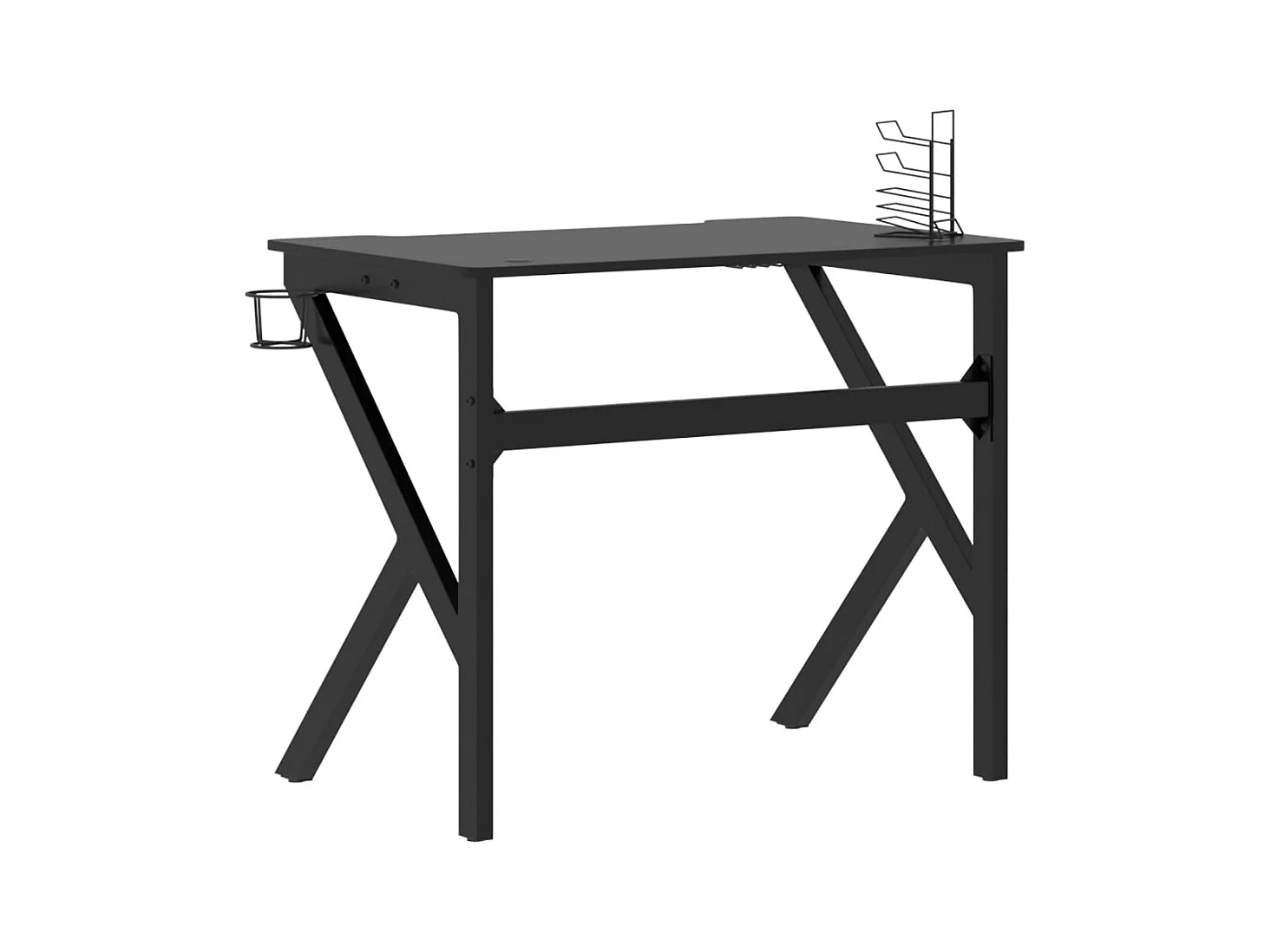 Faril  Bureau de jeu avec pieds en forme de K Noir 90x60x75 cm