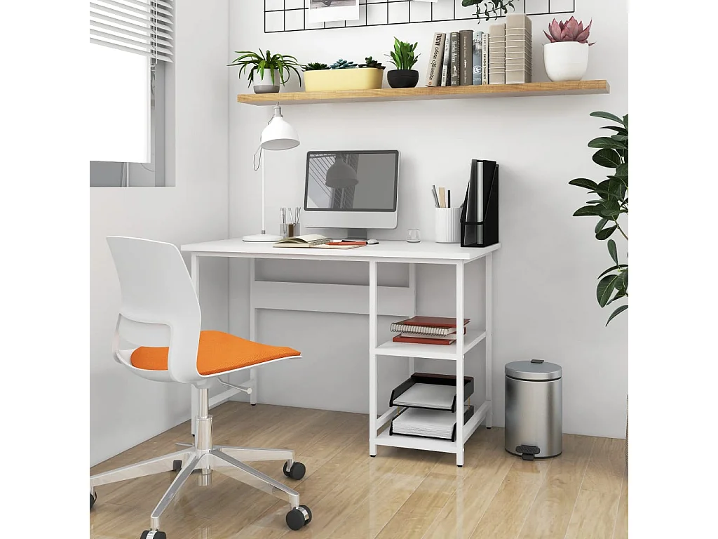 André-Léon  Bureau d'ordinateur Blanc 105x50x72 cm MDF et métal
