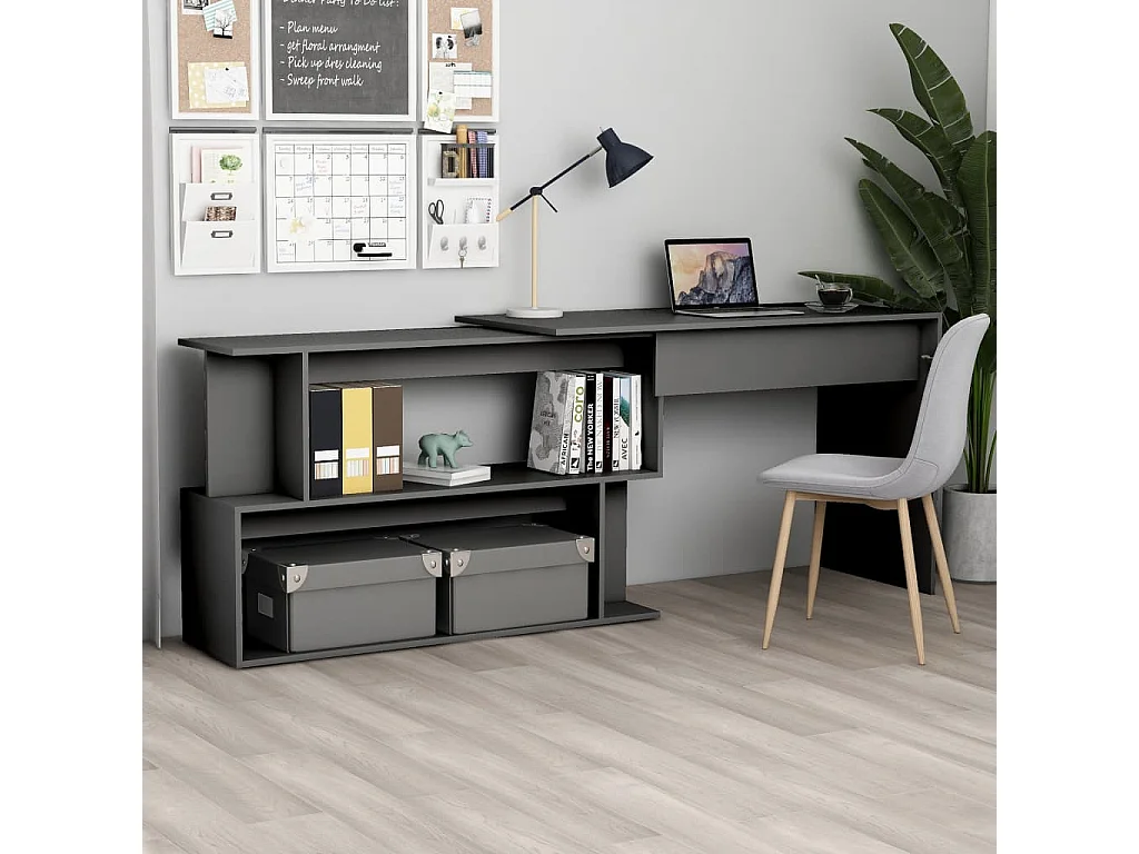 Jakobstad  Bureau d'angle Gris 200x50x76 cm Aggloméré