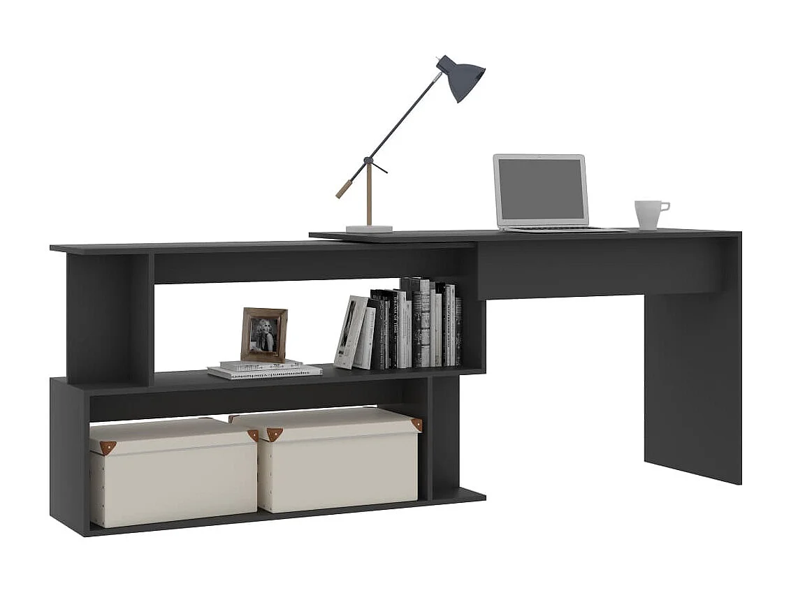 Jakobstad  Bureau d'angle Gris 200x50x76 cm Aggloméré