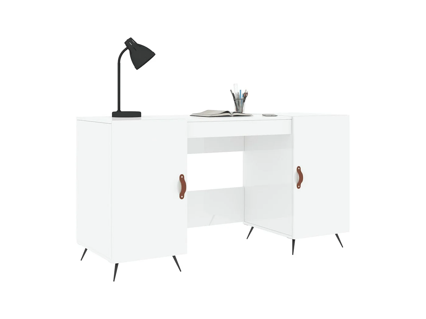 Jan  Bureau Blanc brillant 140x50x75 cm Bois d'ingénierie