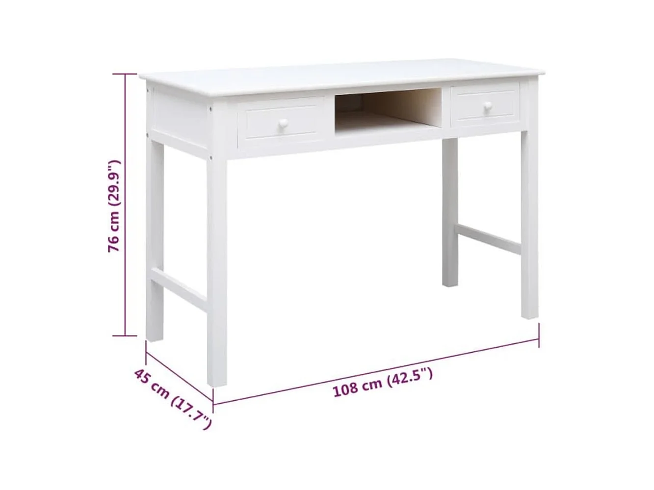 Selene  Buffet Blanc 108x45x76 cm Bois de Paulownia massif