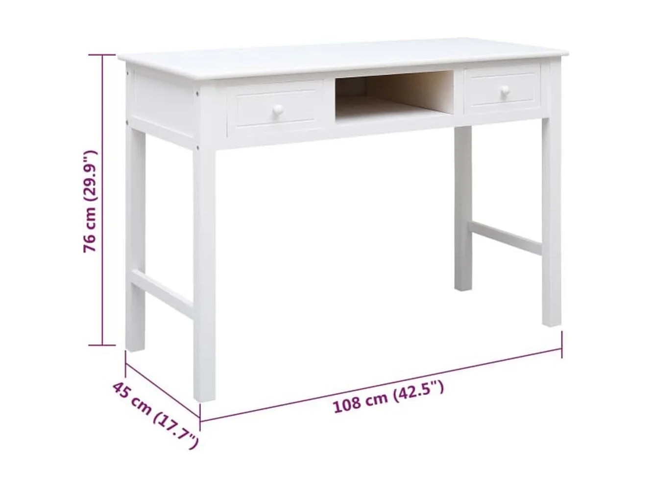 Selene  Buffet Blanc 108x45x76 cm Bois de Paulownia massif