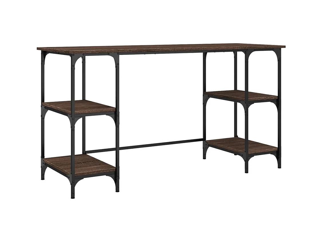 Caragh  Bureau chêne marron 140x50x75 cm métal et bois d'ingénierie