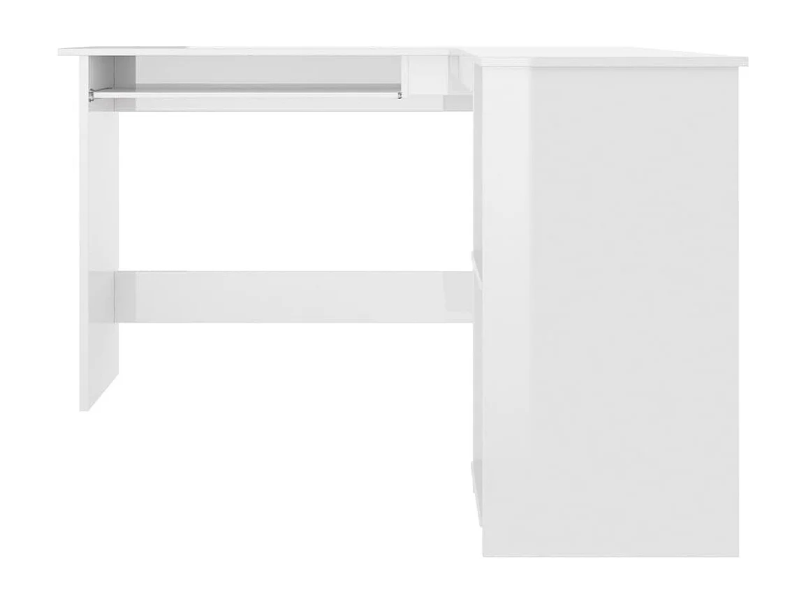 Skive  Bureau d'angle en forme de L Blanc brillant Bois d'ingénierie